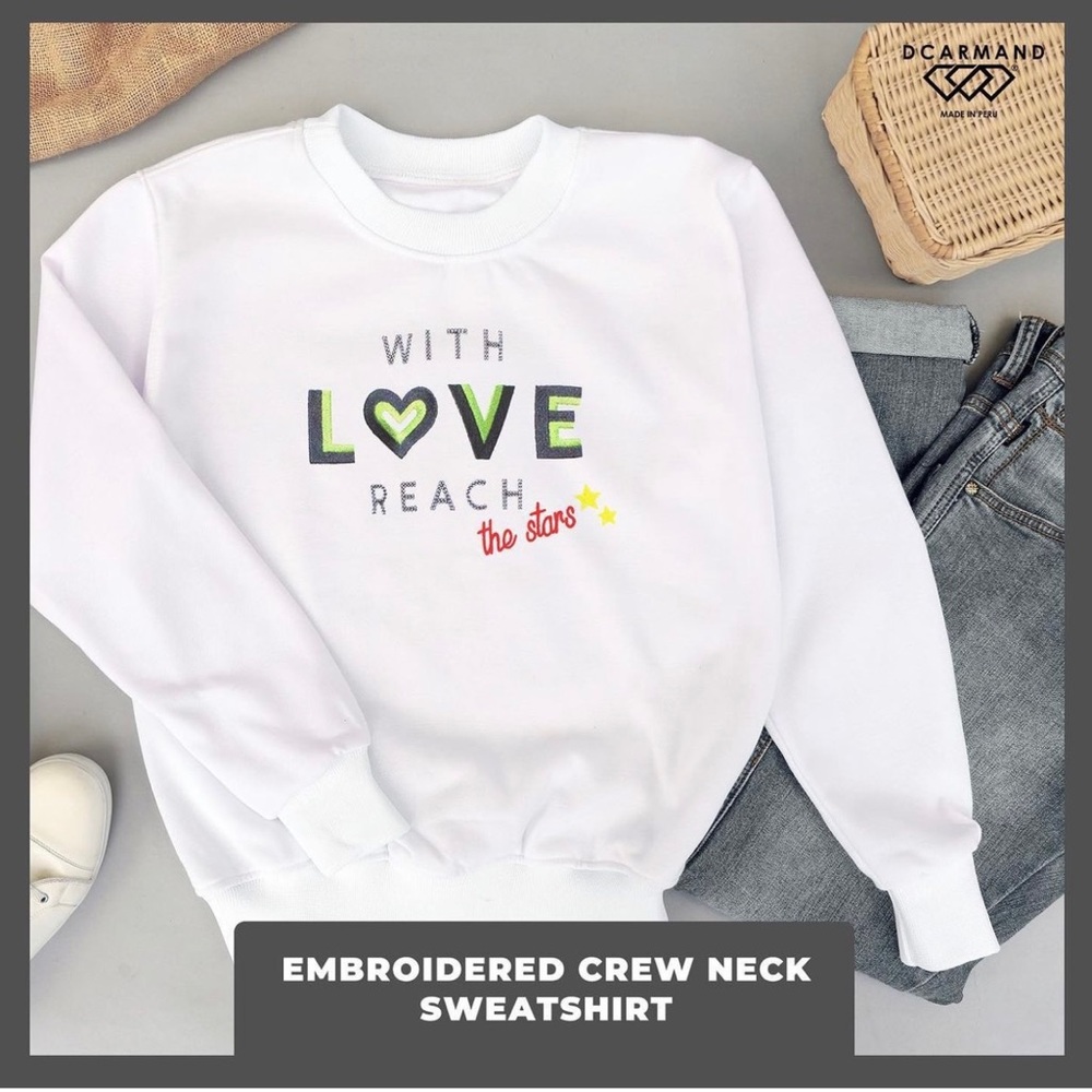 White women sweatshirt with front Embroidery.